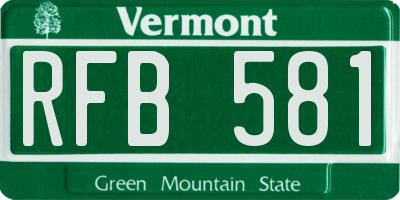 VT license plate RFB581