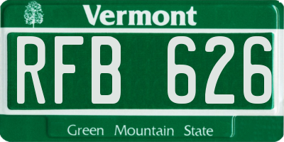 VT license plate RFB626