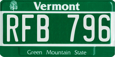 VT license plate RFB796