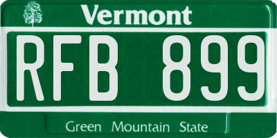 VT license plate RFB899