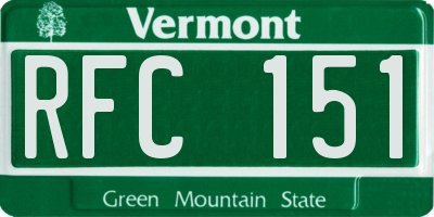 VT license plate RFC151
