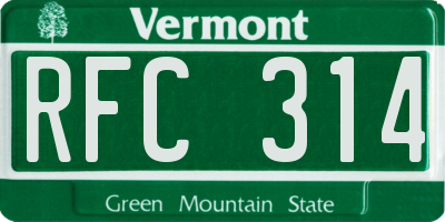 VT license plate RFC314