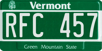 VT license plate RFC457