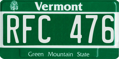 VT license plate RFC476