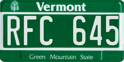 VT license plate RFC645