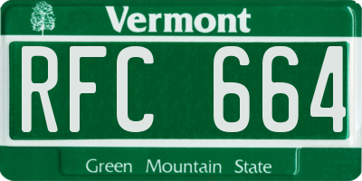 VT license plate RFC664