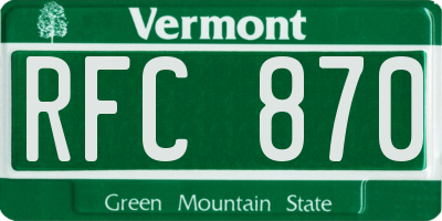 VT license plate RFC870