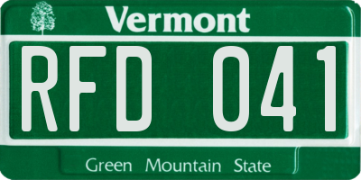 VT license plate RFD041