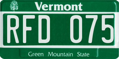 VT license plate RFD075