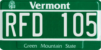 VT license plate RFD105