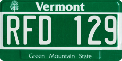 VT license plate RFD129