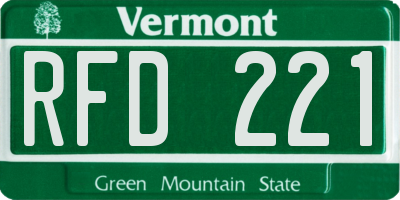 VT license plate RFD221