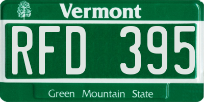VT license plate RFD395