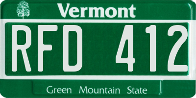VT license plate RFD412