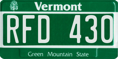 VT license plate RFD430