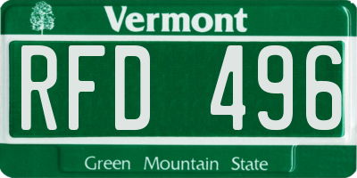 VT license plate RFD496