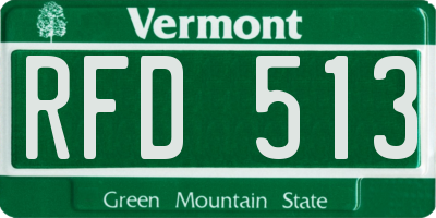 VT license plate RFD513