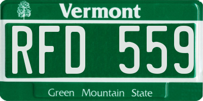 VT license plate RFD559