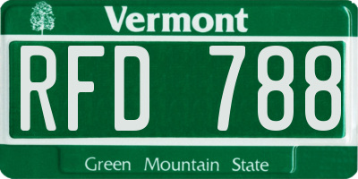 VT license plate RFD788