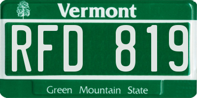 VT license plate RFD819