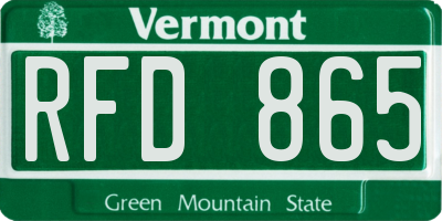 VT license plate RFD865