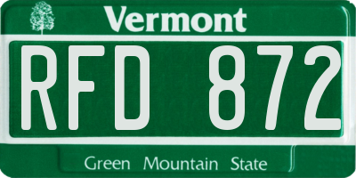 VT license plate RFD872