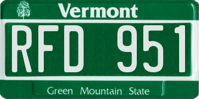 VT license plate RFD951