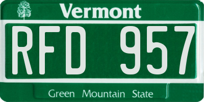 VT license plate RFD957