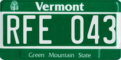 VT license plate RFE043