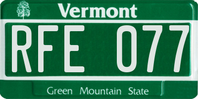 VT license plate RFE077