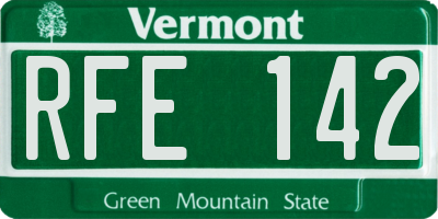 VT license plate RFE142