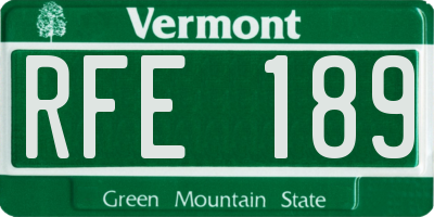 VT license plate RFE189