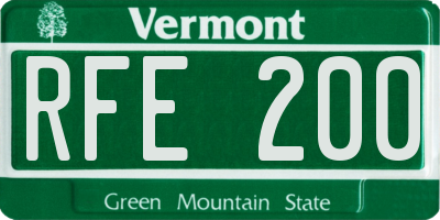 VT license plate RFE200