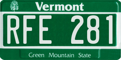 VT license plate RFE281