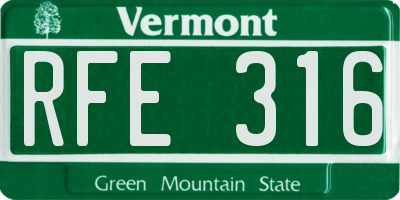 VT license plate RFE316