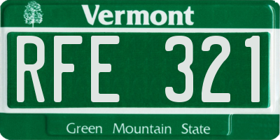 VT license plate RFE321