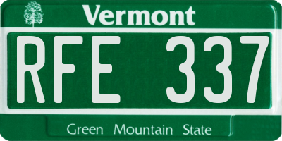 VT license plate RFE337