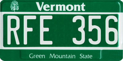 VT license plate RFE356