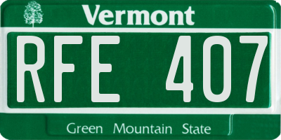 VT license plate RFE407