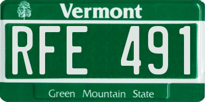 VT license plate RFE491