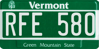 VT license plate RFE580