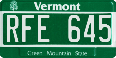 VT license plate RFE645