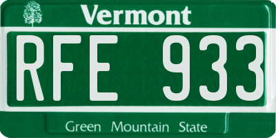 VT license plate RFE933