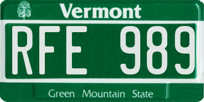 VT license plate RFE989
