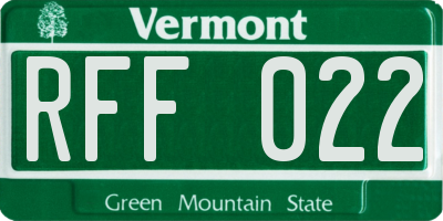VT license plate RFF022