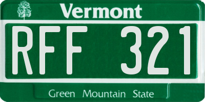 VT license plate RFF321
