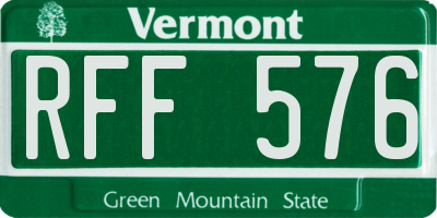 VT license plate RFF576