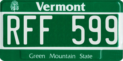 VT license plate RFF599