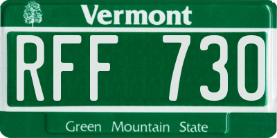 VT license plate RFF730