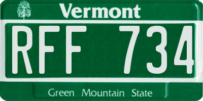 VT license plate RFF734